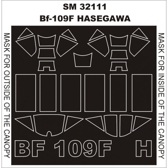 1/32 Messerschmitt Bf-109F Paint Mask for Hasegawa kit (outside-inside)