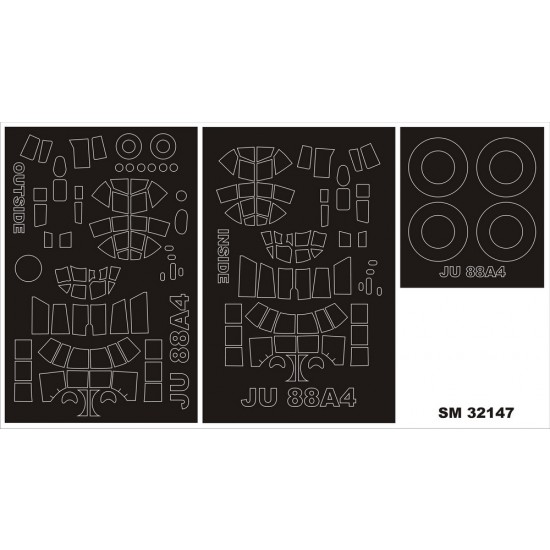 1/32 Junkers Ju88A-4 Paint Mask for Revell #03988 kit (outside-inside)