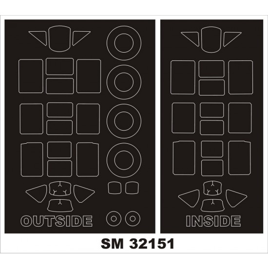 1/32 T-6 Texan Paint Mask for Kittyhawk kit (outside-inside)