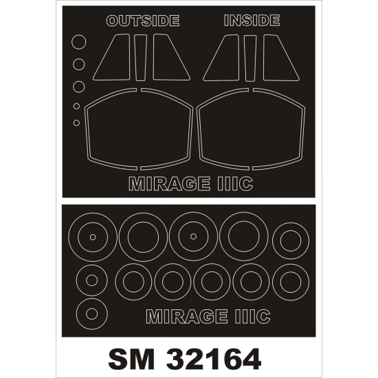1/32 Dassault Mirage IIIC Paint Mask for Italeri kit (outside-inside)