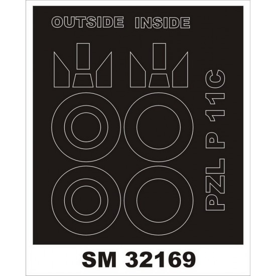 1/32 PZL P-11c Paint Mask for Silver Wings kit (outside-inside)