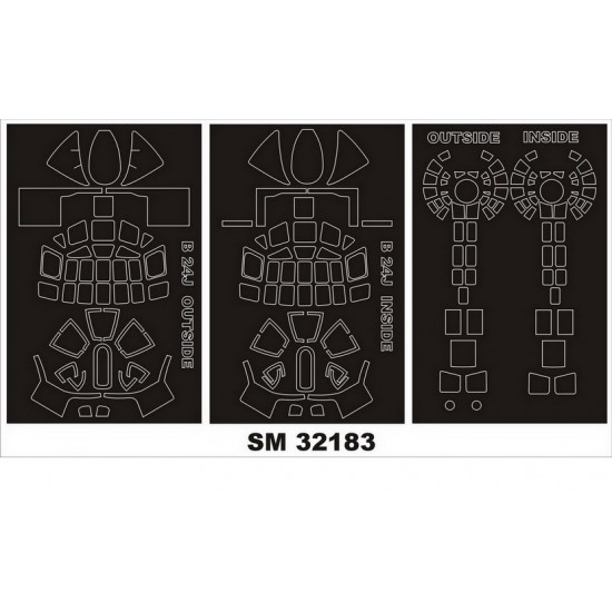 1/32 Consolidated B-24J Liberator Paint Masks for Hobby Boss kits (3 sheets)