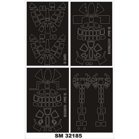 1/32 Consolidated B-24D Liberator Paint Masks for Hobby Boss kits (4 sheets)