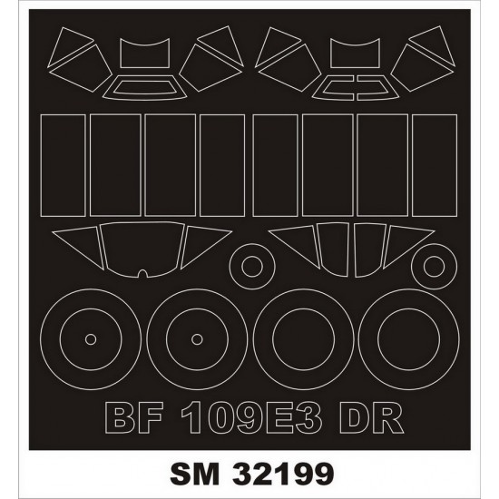 1/32 Messerschmitt Bf 109E-3 Masking for Hobby 2000 kits (outside-inside)