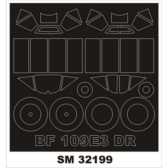 1/32 Messerschmitt Bf 109E-3 Masking for Hobby 2000 kits (outside-inside)