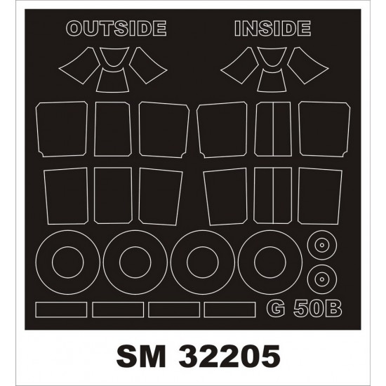 1/32 Fiat G-50B Canopy (outside, inside) & Wheels Paint Mask for Special Hobby kits