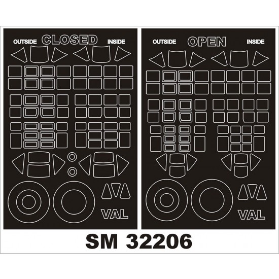 1/32 D3A1 Val Canopy and Wheel Masks for Infinity kits (Outside-Inside)