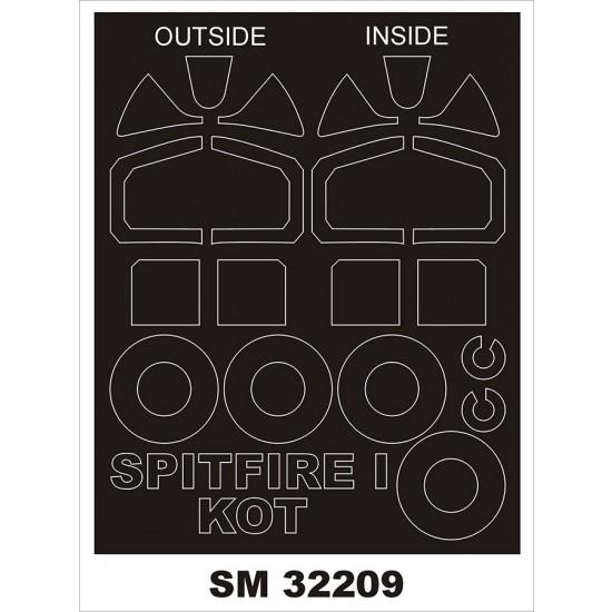 1/32 Spitfire I Canopy and Wheel Masks for Kotare kits (Outside-Inside)