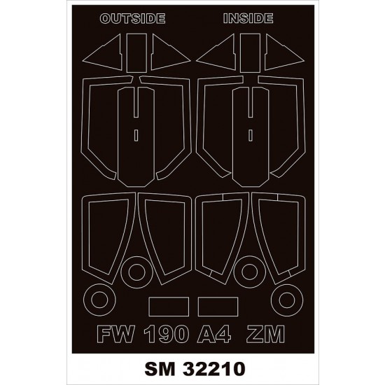1/32 Fw 190A-4 Canopy Masks (outside and inside) for Zoukei-Mura kits