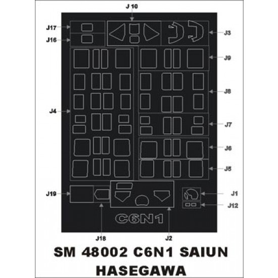 1/48 C6N1 Saiun Paint Mask for Hasegawa kit (outside)