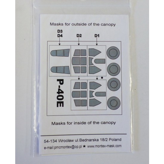 1/48 P-40E Warhawk Paint Mask for AMTech kit (outside-inside)