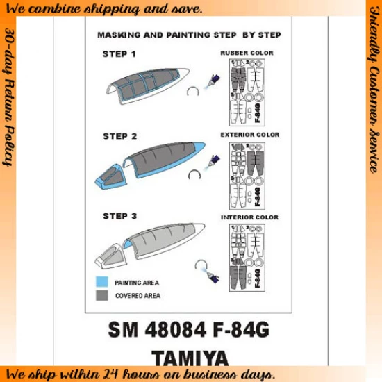 1/48 F-84G Paint Mask for Tamiya kit (outside-inside)