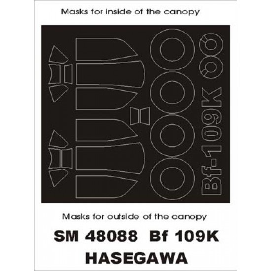 1/48 Messerschmitt Bf-109K Paint Mask for Hasegawa kit (outside-inside)