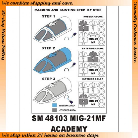 1/48 Mig-21MF Paint Mask for Academy kit (outside-inside)