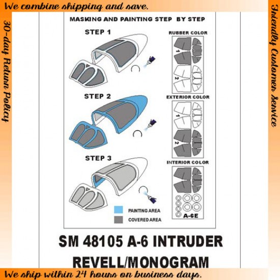 1/48 A-6 Intruder Paint Mask for Revell/Monogram kit (outside-inside)