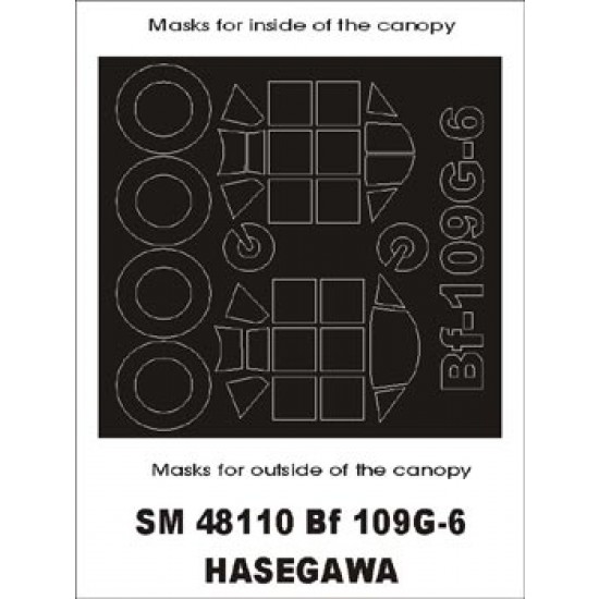 1/48 Messerschmitt Bf-109G-6 Paint Mask for Hasegawa kit (outside-inside)