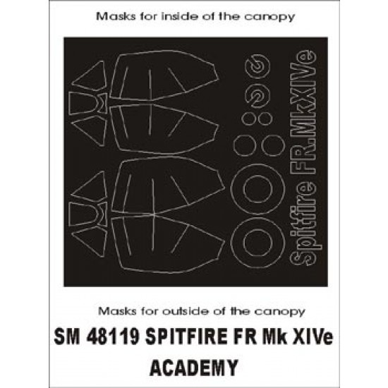 1/48 Spitfire FR XIV Paint Mask for Academy kit (outside-inside)