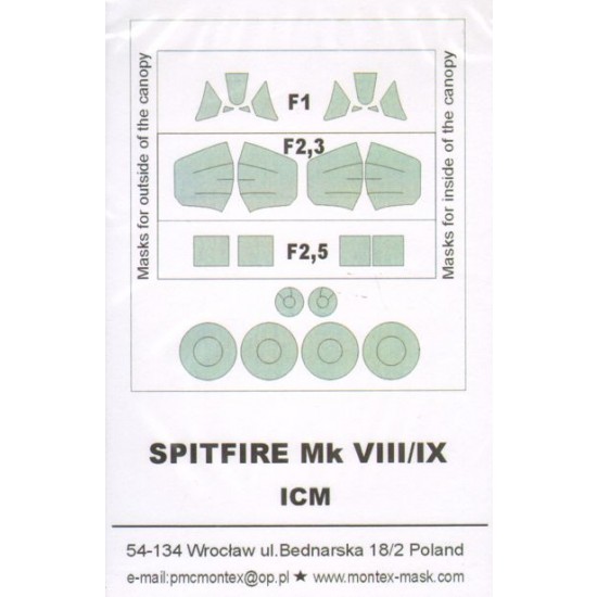 1/48 Supermarine Spitfire Mk.VIII/Mk.IX Paint Mask for ICM(Exterior&Interior Canopy Masks)