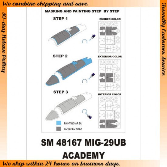 1/48 Mig-29UB Paint Mask for Academy kit (outside-inside)