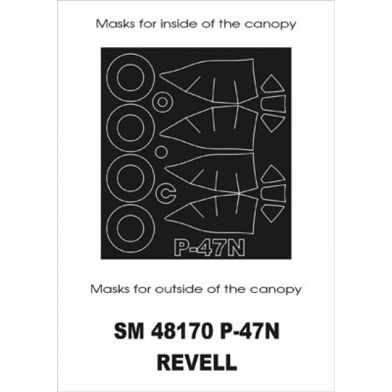1/48 P-47N Paint Mask for Revell kit (outside-inside)