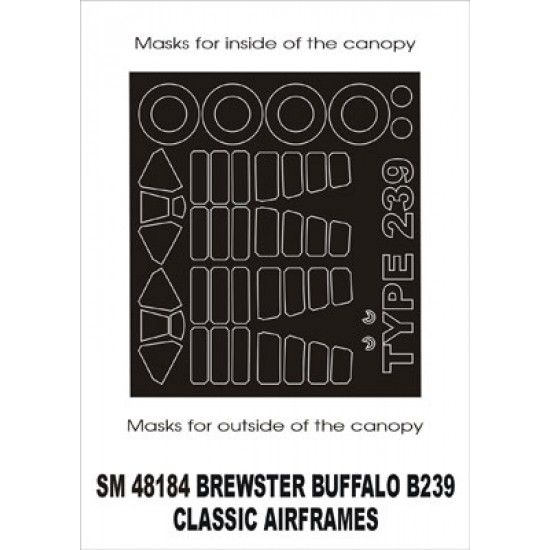 1/48 Buffalo B239 Paint Mask for Classic Airframes kit (outside-inside)