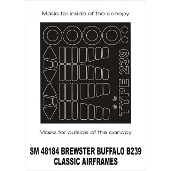 1/48 Buffalo B239 Paint Mask for Classic Airframes kit (outside-inside)