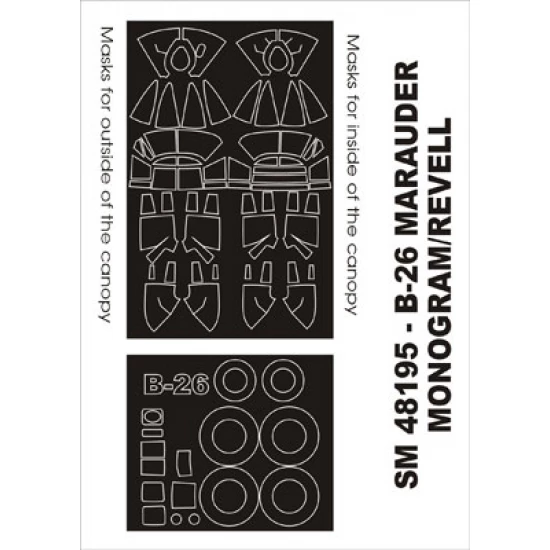 1/48 B-26B/G Marauder Paint Mask for Revell kit (outside-inside)