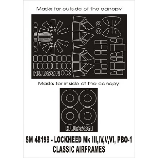 1/48 Hudson III/IV/V/VI/PBO-1 Paint Mask for Classic Airframes kit (outside-inside)