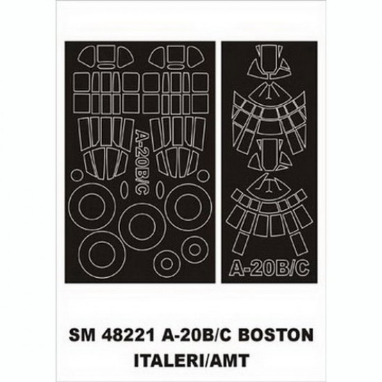 1/48 A-20B Boston Paint Mask for Italeri kit (outside-inside)