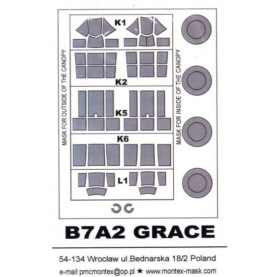 1/48 Aichi B7A2 Grace Paint Mask for Hasegawa kit (outside-inside)