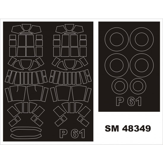 1/48 Northrop P-61A Black Widow Paint Mask for Great Wall Hobby kit (outside,inside)