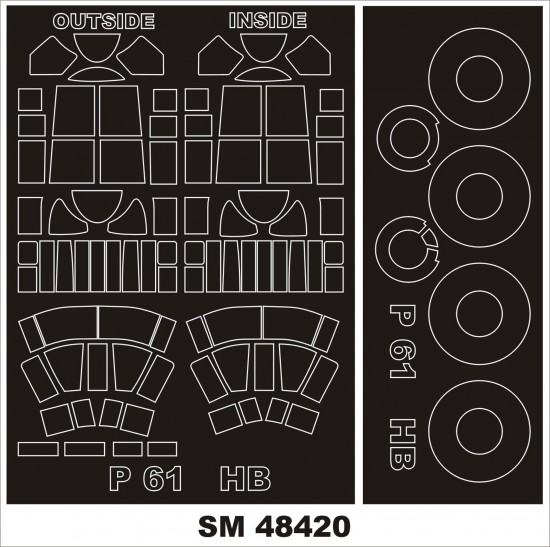 1/48 Northrop P-61 Black Widow Paint Mask for HobbyBoss kit (outside-inside)