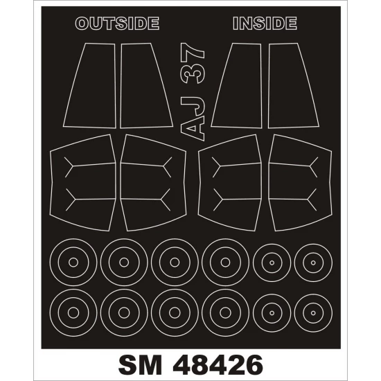 1/48 Saab AJ-37 Viggen Paint Mask for Special Hobby kit (outside-inside)