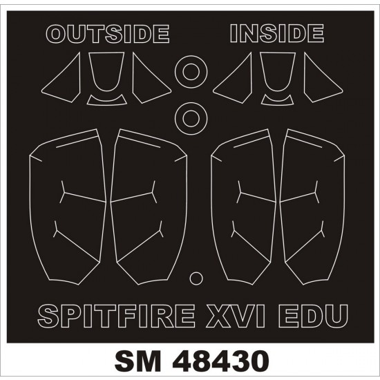 1/48 Spitfire Mk.XVI Bubbletop Paint Mask for Eduard kit (outside-inside)