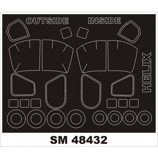 1/48 Kamov Ka-27 Helix Paint Mask for Hobby Boss kit (outside-inside)