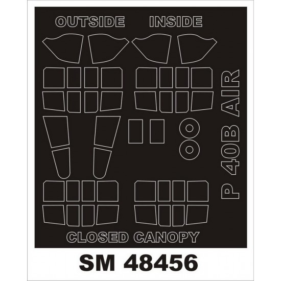 1/48 Curtiss P-40B Warhawk Paint Mask for Airfix kit (outside-inside)
