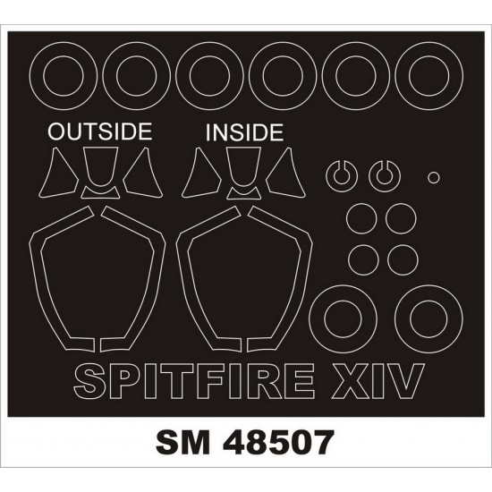 1/48 Supermarine Spitfire XIV Paint Masks for Airfix kits (outside, inside)