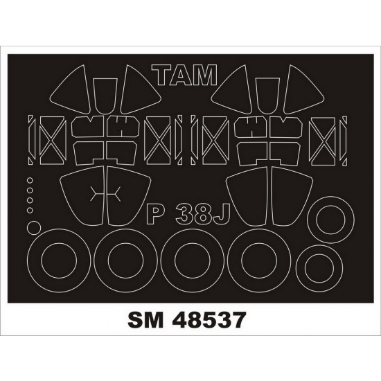 1/48 Lockheed P-38J Lightning Masking for Tamiya kits (outside, inside)