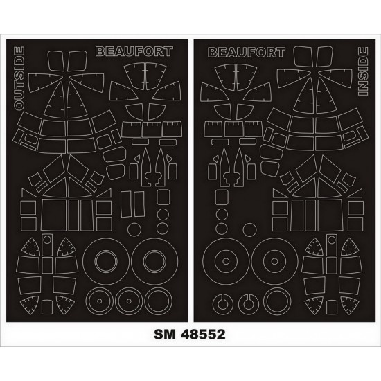1/48 Bristol Beaufort Torpedo Bomber Masking for ICM kits (outside, inside)