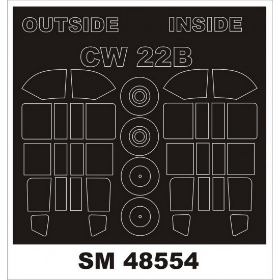 1/48 CW-22B Canopy (outside, inside) & Wheels Paint Mask for Dora Wings kits