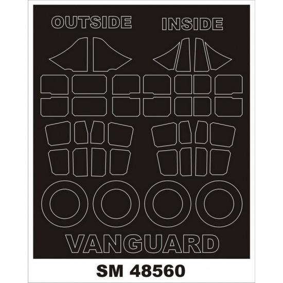 1/48 Vanguard Canopy (outside, inside) & Wheels Paint Mask for Dora Wings kits