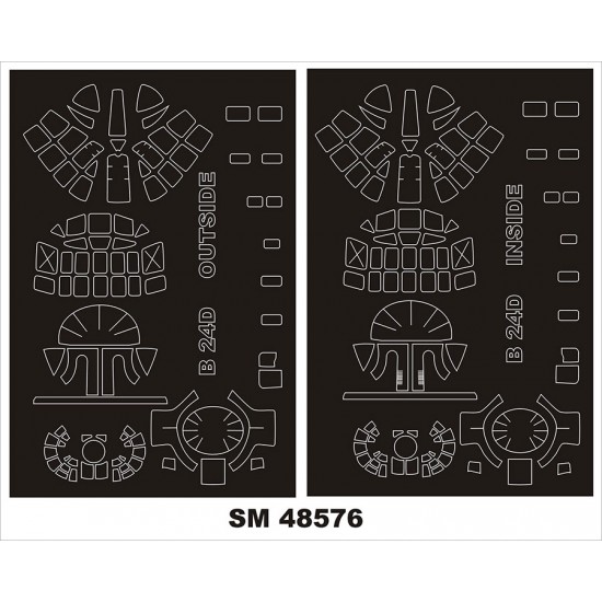 1/48 B-24D Lberator Canopy Masking for Hobby Boss Kit (Outside, Inside)