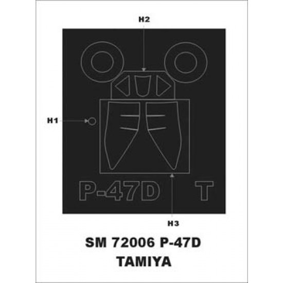 1/72 P-47D Bubbletop Thunderbolt Paint Mask for Tamiya kit (outside)