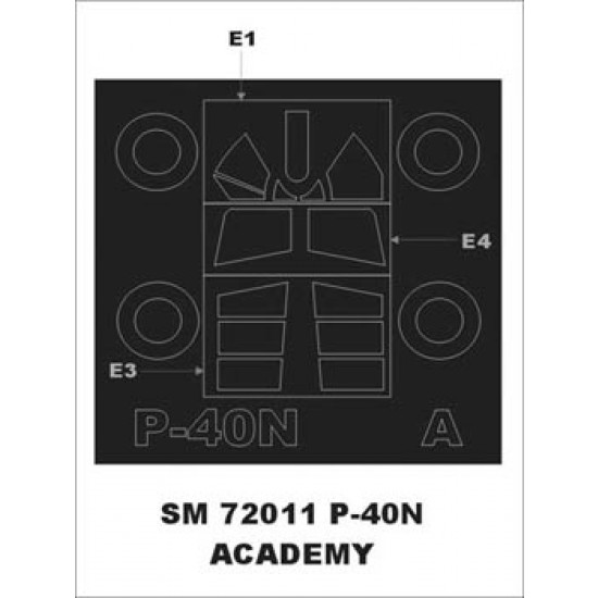 1/72 Curtiss P-40N Warhawk Paint Mask for Academy kit (outside)