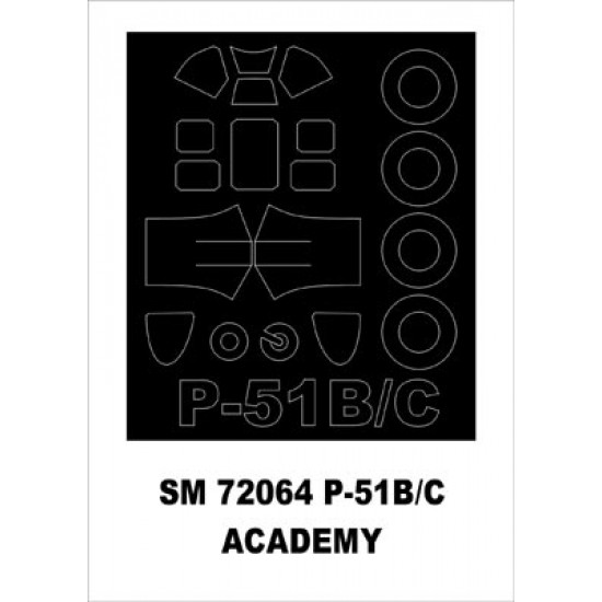 1/72 North American P-51B/C Mustang Paint Mask for Academy kit (outside)