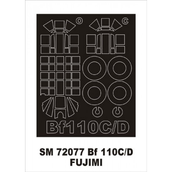 1/72 Messerschmitt Bf-110C/D Paint Mask for Fujimi kit (outside)