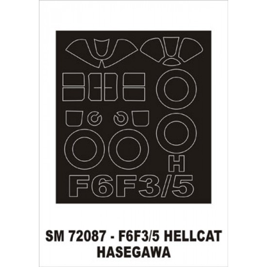 1/72 Grumman F6F-3/5 Hellcat Paint Mask for Hasegawa kit (outside)