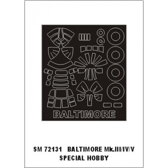 1/72 Martin Baltimore Mk.III/IV,V Paint Mask for Special Hobby kit (outside)