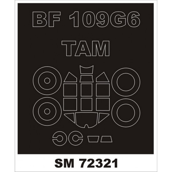 1/72 Messerschmitt Bf 109G-6 Paint Masks for Tamiya kits (outside)