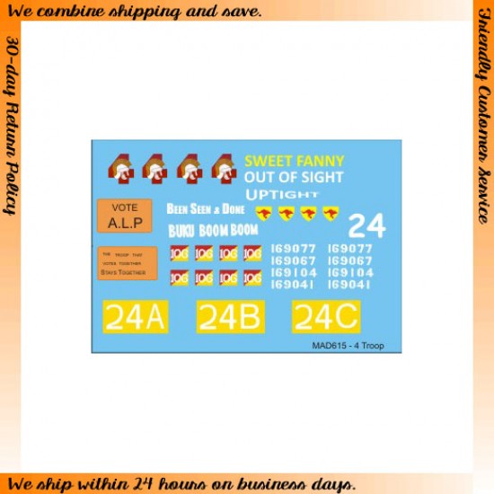 1/35 Australian Centurions - 4 Troop 1969 Decals (water-slide)